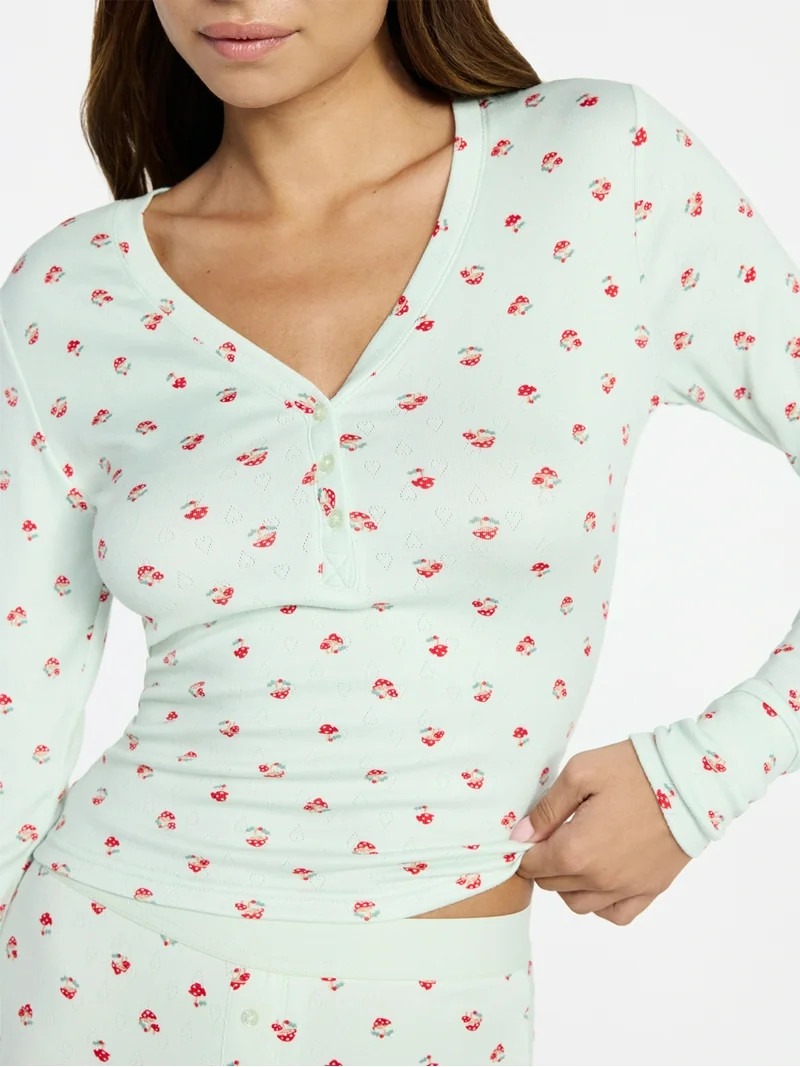 No Boundaries Giftable Henley Sleep Top and Shorts with Socks Set, 3-Piece, Women's XXS-3X | Walmart (US)