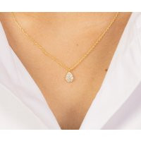 Pear Diamond Necklace, 14K Solid Gold Tear Drop Wedding Necklace Gift For Her, Teardrop Pendant | Etsy (US)