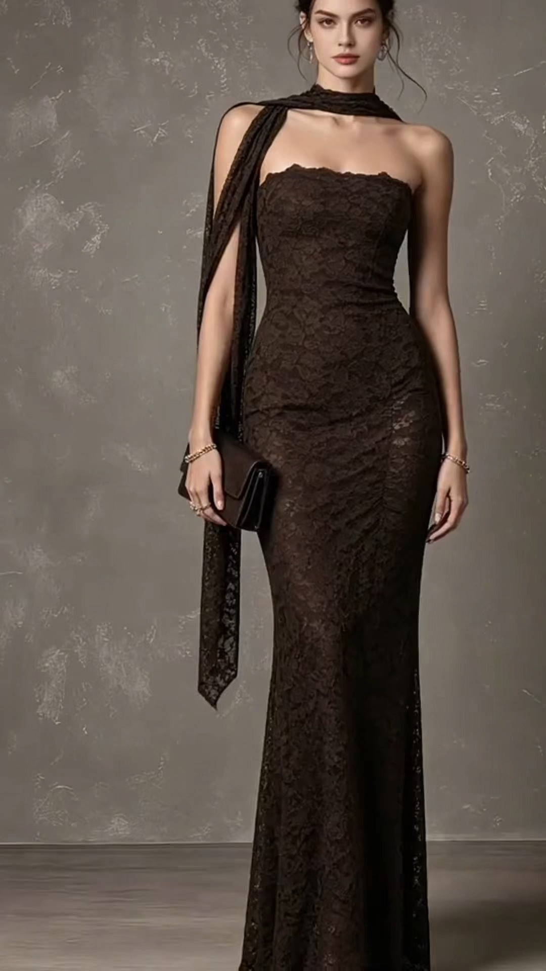 Dark Brown Strapless Lace Floor Length Evening Gown
#LaceEveningGown #StraplessDress #BlackTieAttire #WeddingGuestGown #BrownFormalDress 
 

 #LTKootd #LTKOver40 #LTKWedding