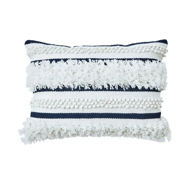 Better Homes & Gardens 13" x 19", Tufted Oblong Outdoor Toss Pillow, Blue, Single Pillow - Walmar... | Walmart (US)
