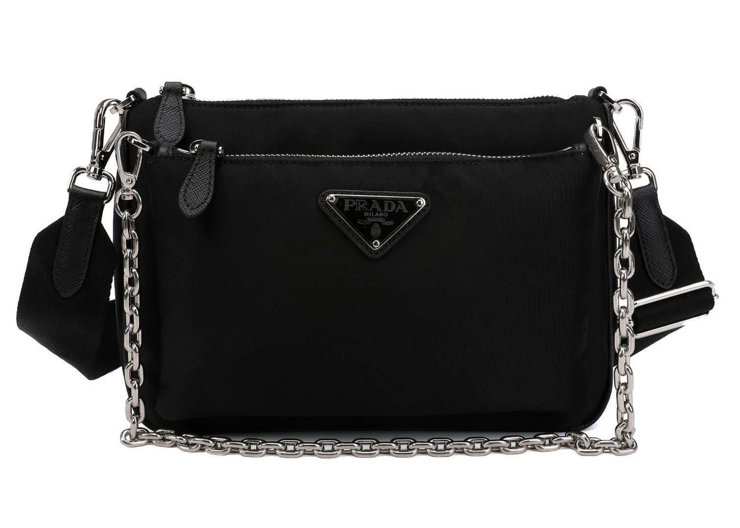 Prada Nylon Chain Link Shoulder Bag Black | StockX