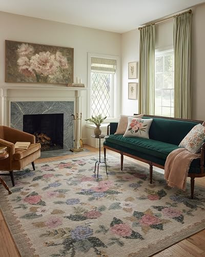 Loloi Rifle Paper Co. Rosa Collection RSA-02 Cream/Multi 7'-6" x 9'-6" Area Rug | Amazon (US)