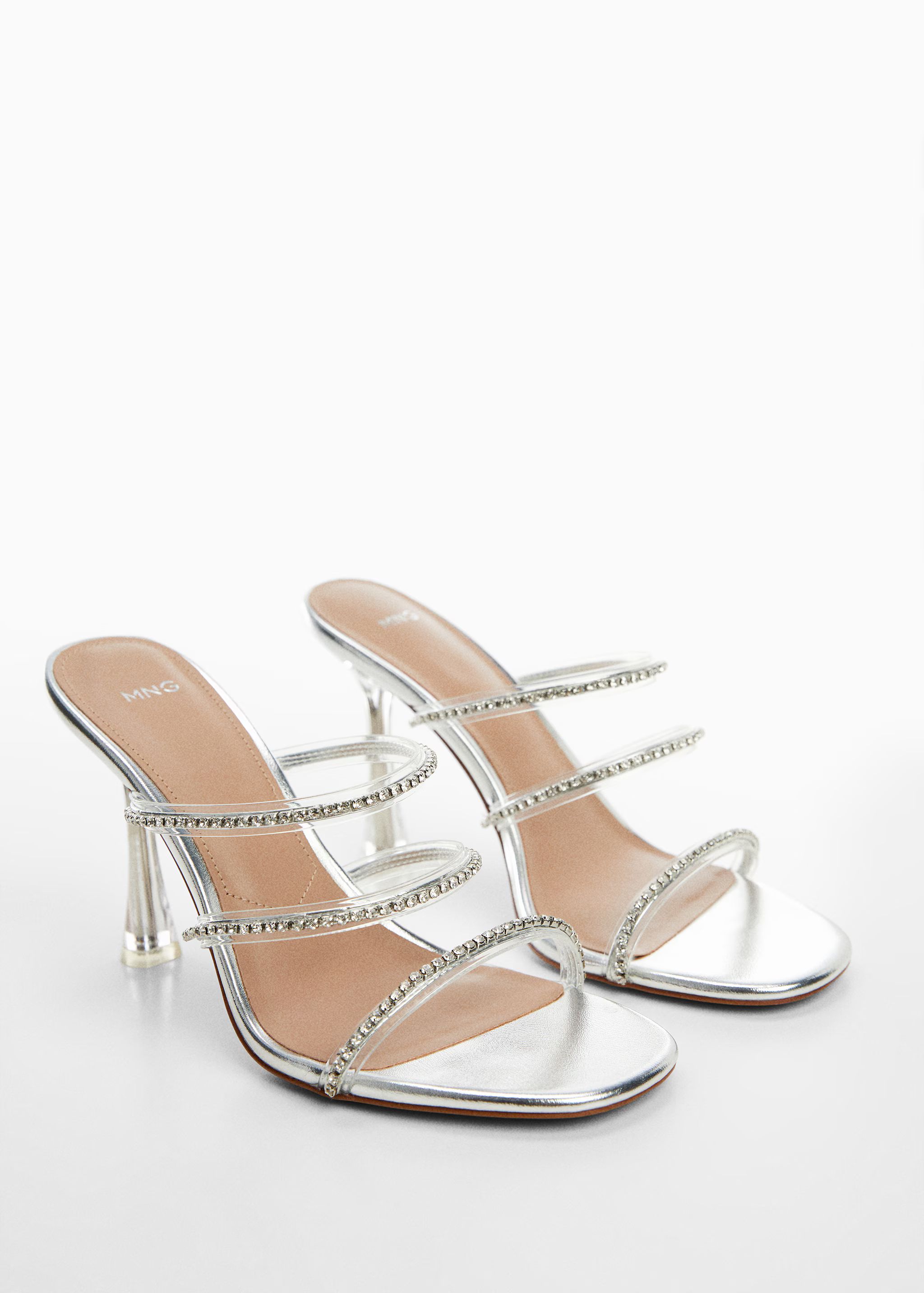 Heeled sandals with rhinestone straps - Woman | MANGO USA | MANGO (US)