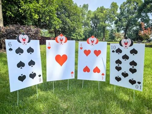 4pcs Queen's Soldiers Big Cards Yard Signs 22.9"*14"with Stakes Alice Party Decorations Queen of ... | Amazon (US)