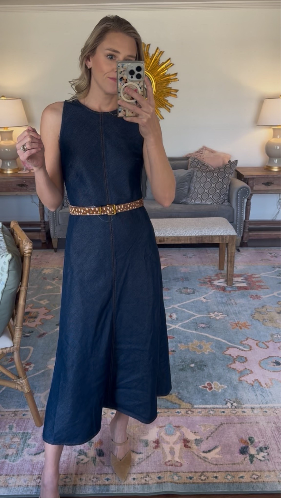 The perfect A-line denim dress! + my favorite new belt for fall!
