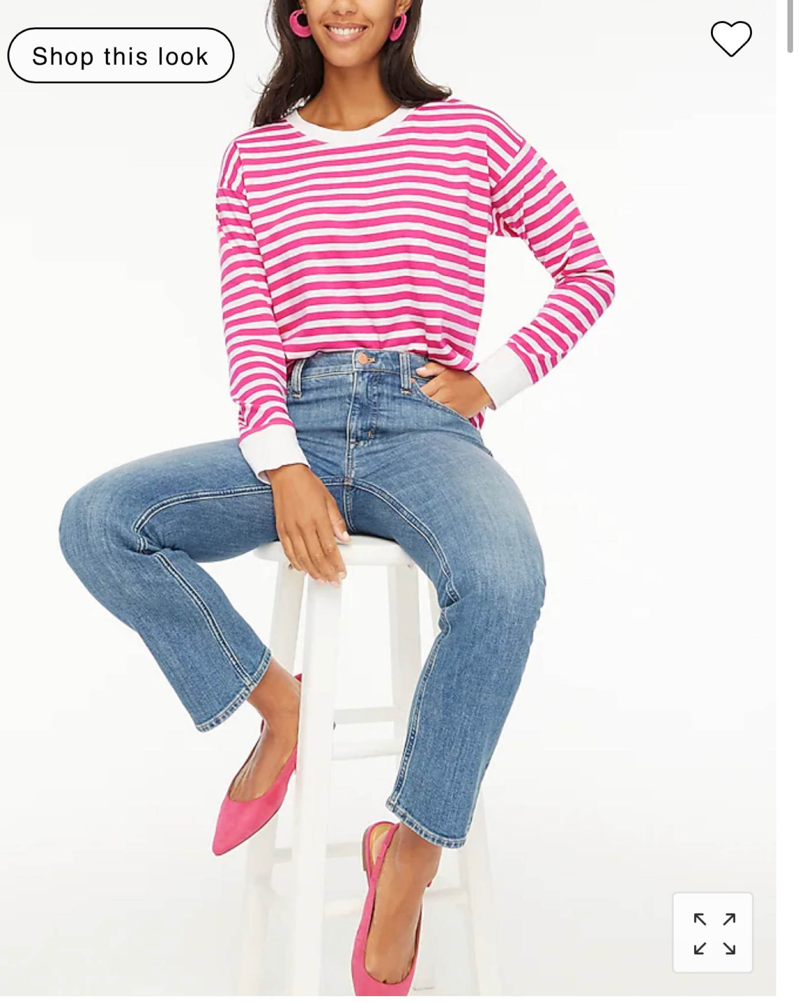 Pink striped tee on sale! Long sleeve 💞 / Barbie outfit / pink shirt / j. Crew / long sleeve tops / teacher outfit / 

#LTKunder50 #LTKBacktoSchool #LTKFind