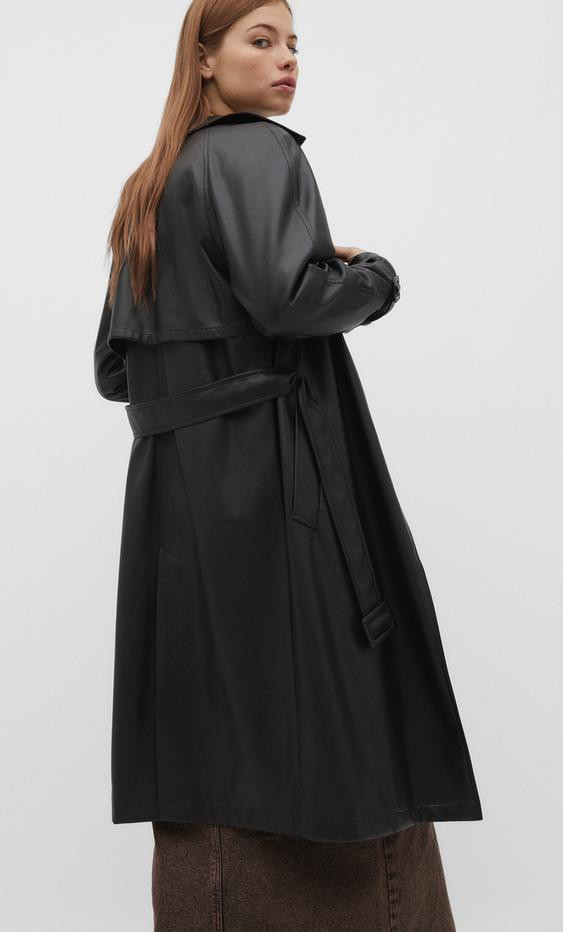 Trench long en similicuir - Mode femme | Stradivarius France | Stradivarius (FR)