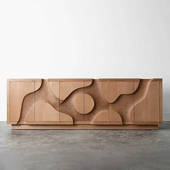 Luxury Sculpted Solid Wood Carved Sideboard, Designer Art Buffet Cabinet with 6 Doors, High-End R... | Amazon (US)