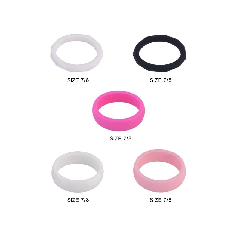 Solutions Adult Female 5 Piece White and Pink Silicone Ring Set, Size 7/8 - No Stone | Walmart (US)