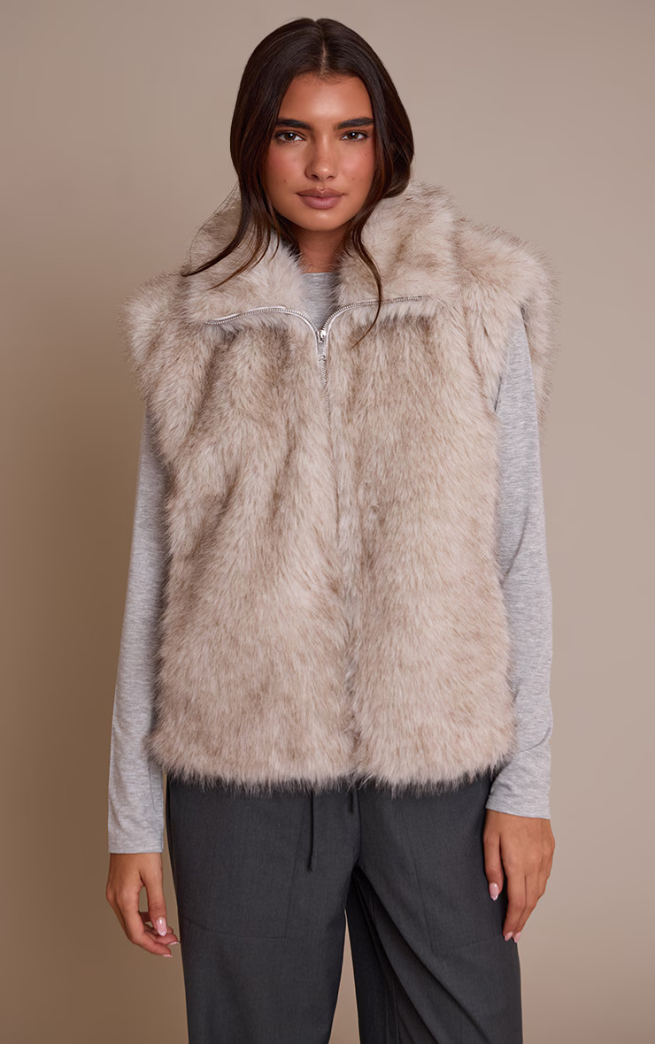 Grey Faux Fur Vest | Outerwear | PrettyLittleThing US