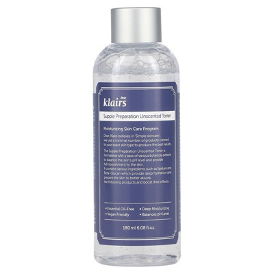 Dear, Klairs K-Beauty Skincare, Supple Preparation Unscented Toner, 6.08 fl oz (180 ml) | Target
