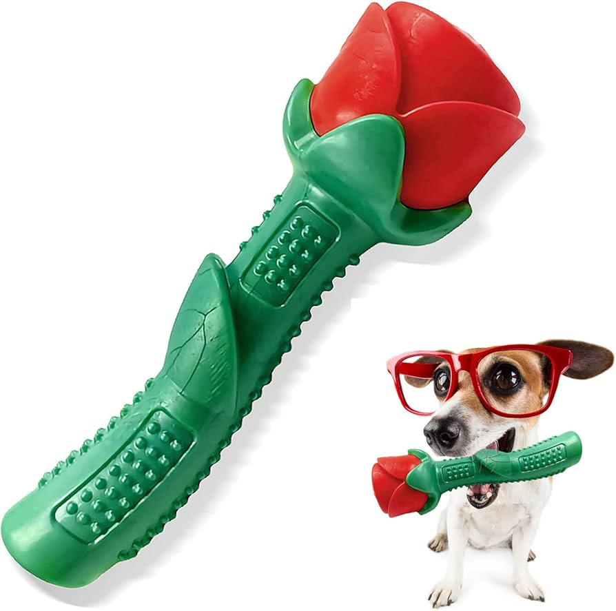 Blingbrione Dog Chew Toys for Large Breed Aggressive Chewers, Puppy Durable Rose Rubber Teething ... | Amazon (US)