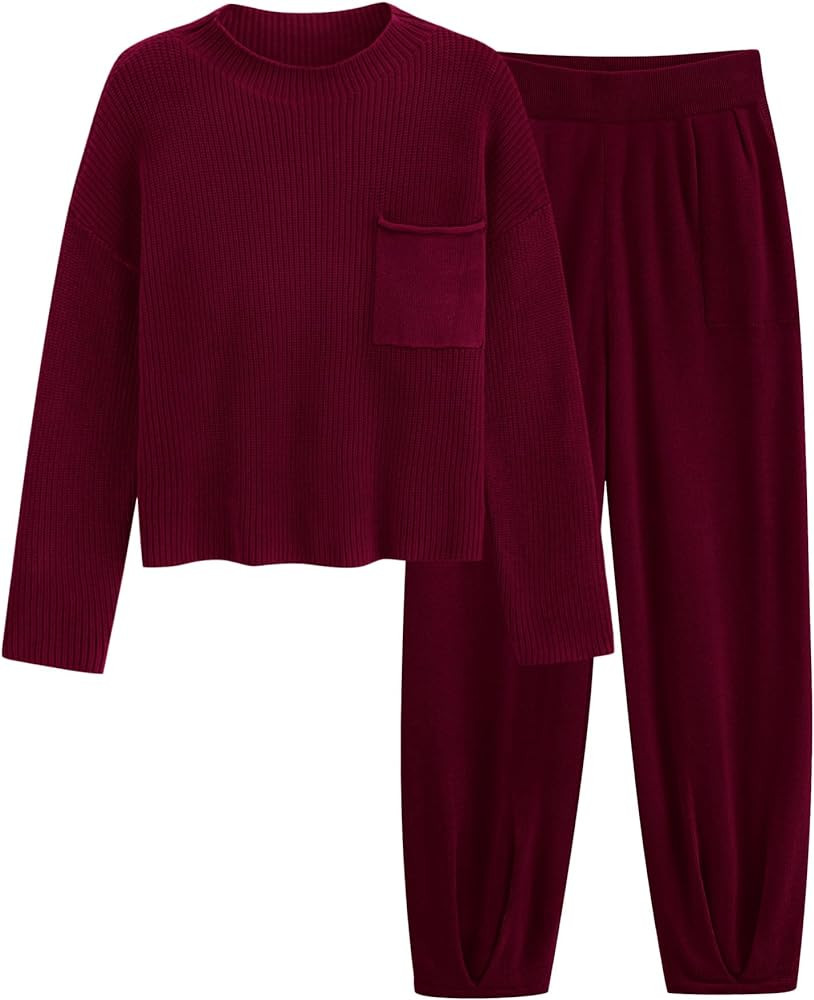 PRETTYGARDEN Women's Winter 2 Piece Sweater Set Casual Pullover Top High Waisted Sweatpants Track... | Amazon (US)