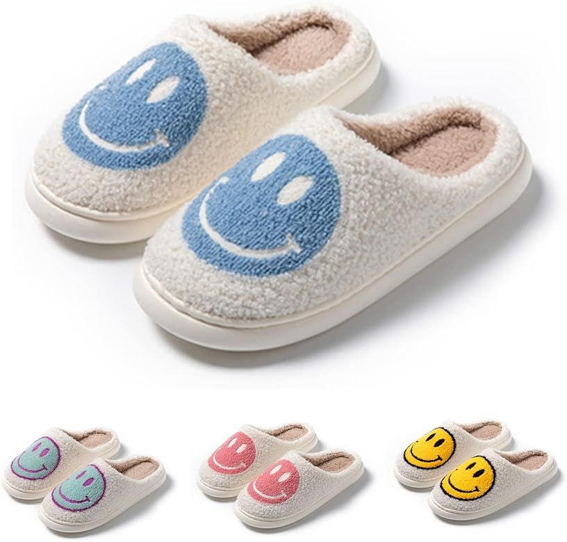 mUGLE Smiley Face Slippers, Preppy Slippers Smile Face for Women Smiley Face, Drew House Retro Soft  | Amazon (US)