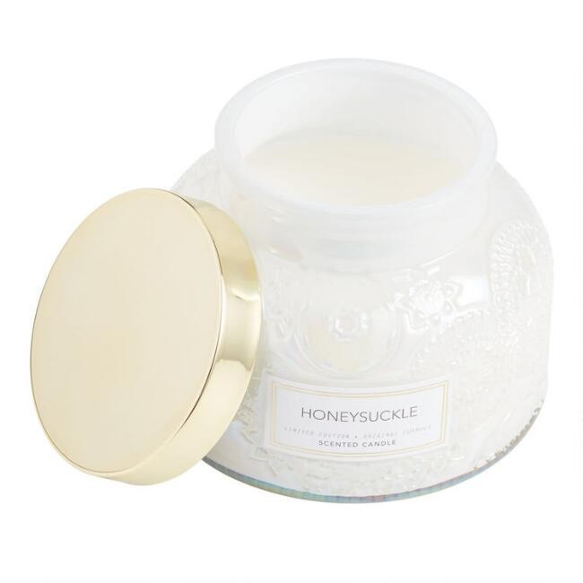 Honeysuckle Embossed Pearlescent Scented Candle | World Market