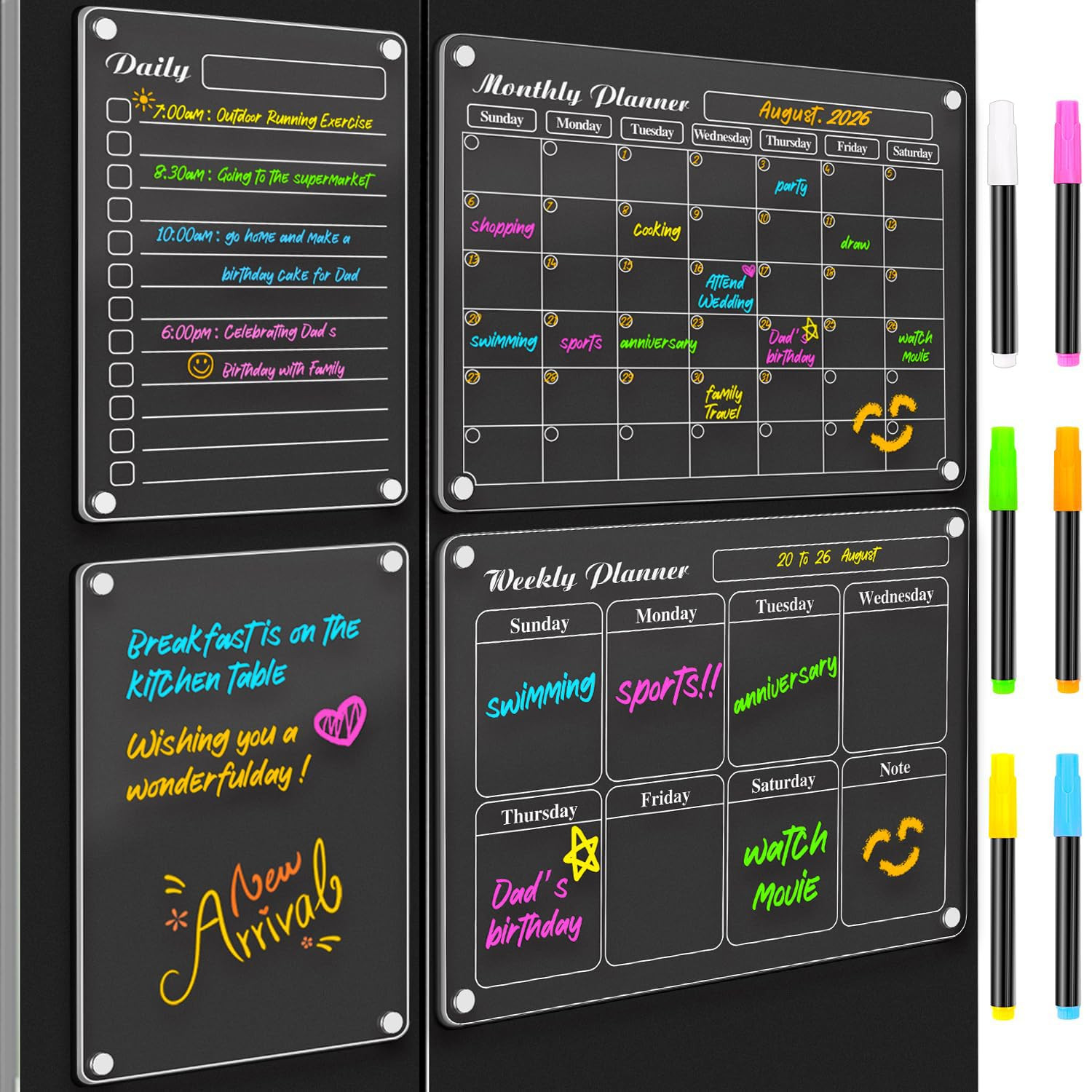 DIYMAG Magnetic Calendar for Refrigerator 2026 Fridge White Board Dry Erase Whiteboard Acrylic Ma... | Amazon (US)