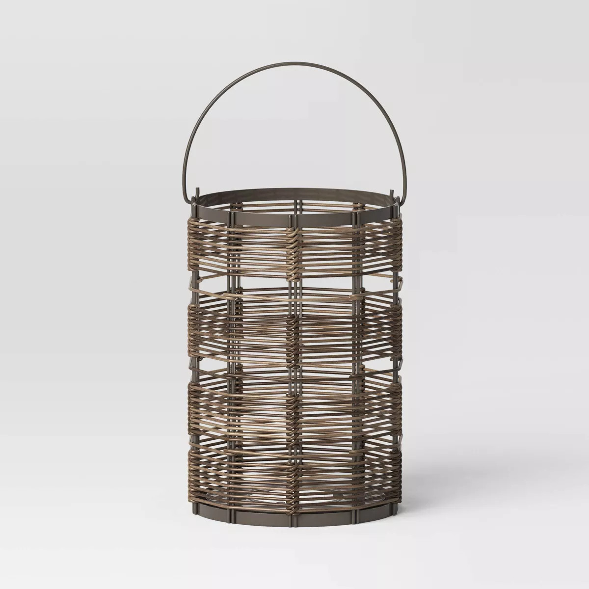 Metal and Wicker Woven Round Battery LED Outdoor Lantern Assorted Grays - Threshold™ | Target