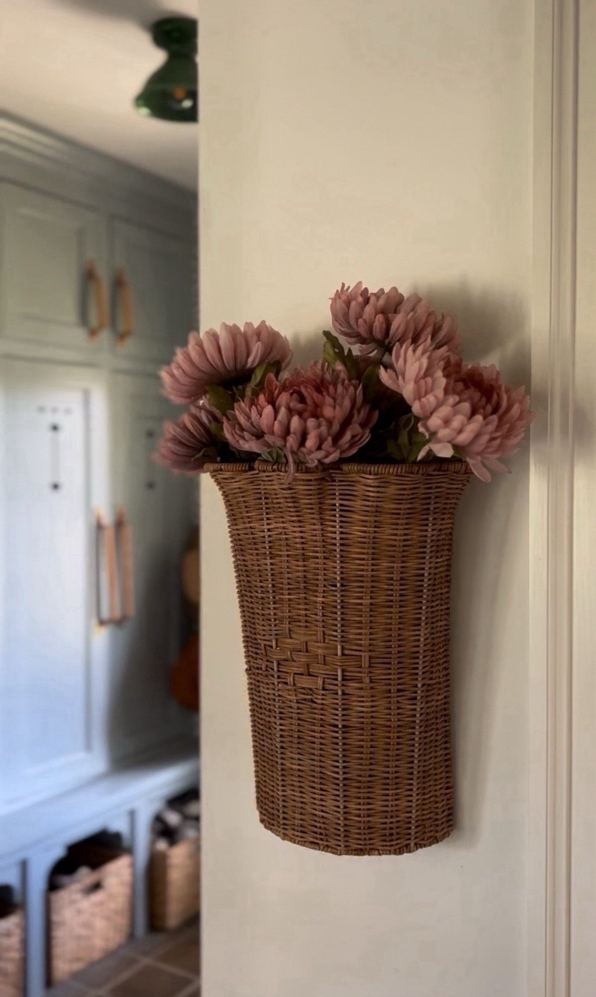 Entryway hanging flower basket school house light fixture 

#LTKHome #LTKStyleTip