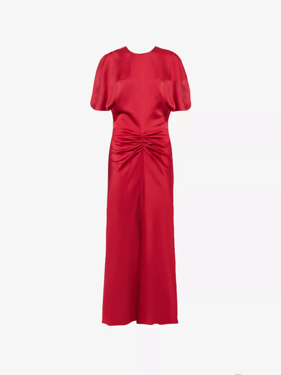 Gathered Slim-Fit Woven Midi Dress | Selfridges