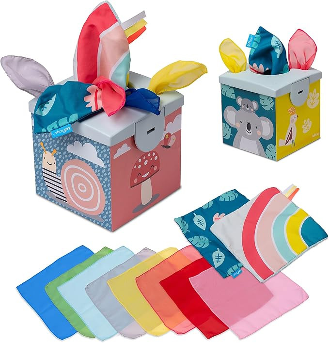 Taf Toys Sensory Crinkle Tissue Box for Toddlers. STEM Montessori Toy with Colorful Soft Scarves ... | Amazon (US)