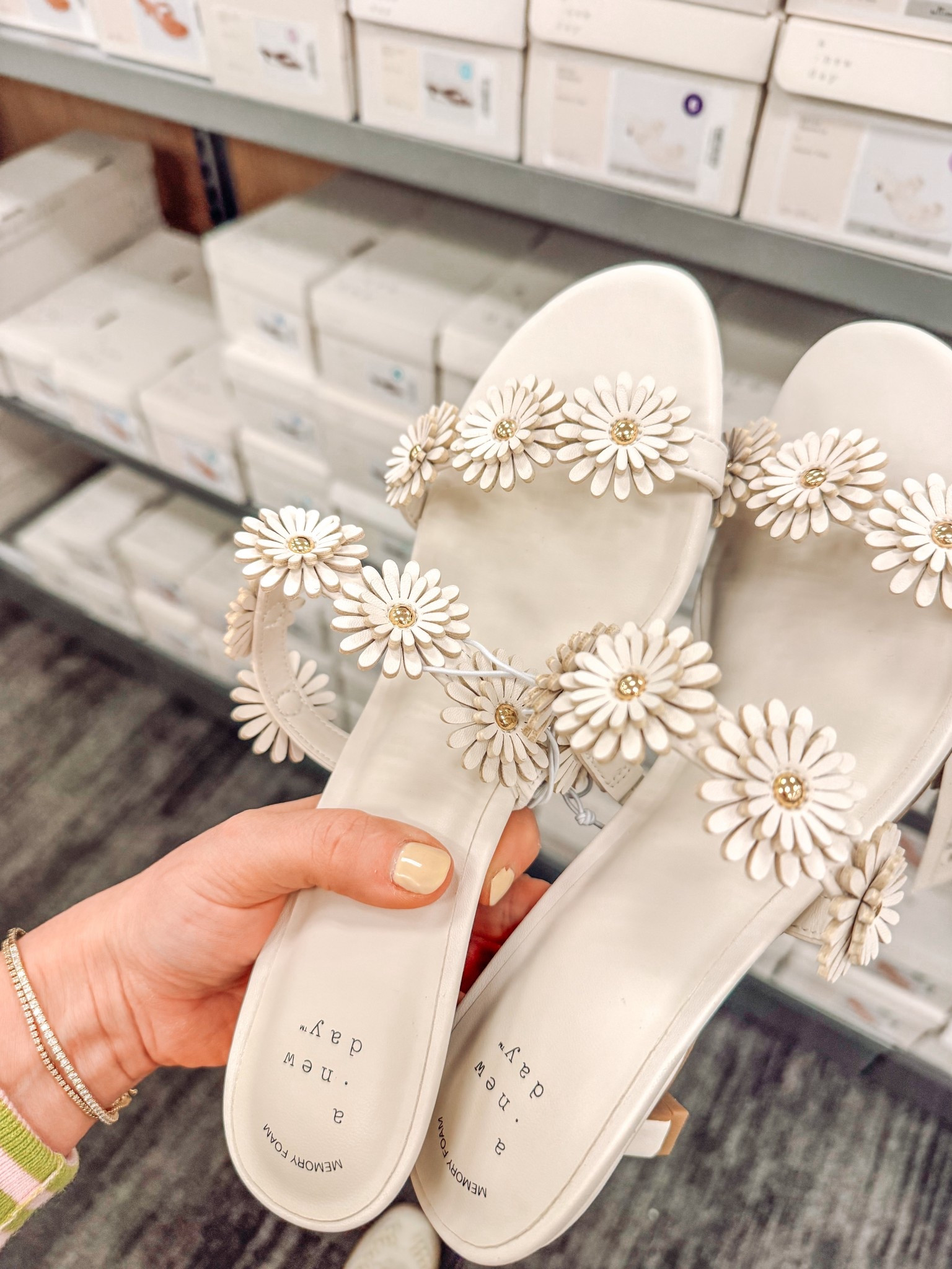 Daisy detail white spring heels.  

#LTKSeasonal #LTKSaleAlert
