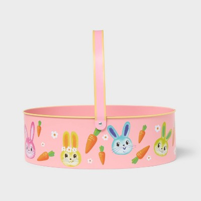 Printed Round Metal Easter Basket with Bunnies - Spritz™ | Target