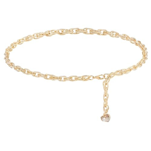 Jeffdad Gold Chain Belts For Women, Metal Chain Belt with Chain, Adjustable Body Waist Jewelry for Women Dresses Jeans(Gold) | Amazon (US)