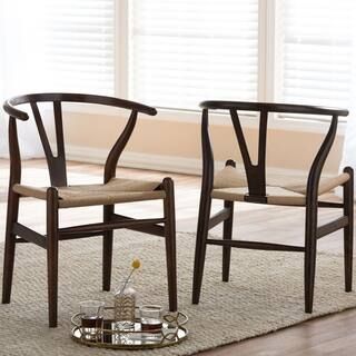 Baxton Studio Wishbone Mid-Century Dark Brown Finish Wood Chair 2-Piece Set 2PC-3494-HD | The Home Depot