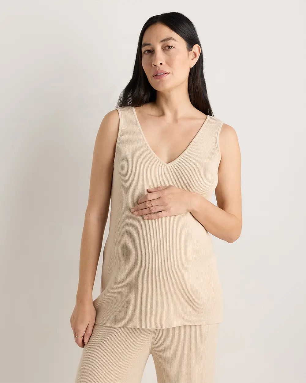 Cotton Cashmere Maternity and Nursing V-Neck Tank | Quince
