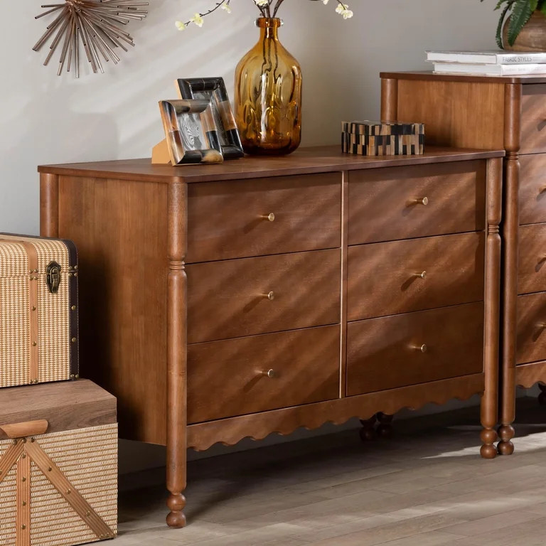 Baxton Studio Hoffman Modern Farmhouse Dresser, 6-Drawer, Walnut Brown - Walmart.com | Walmart (US)