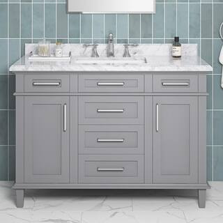 Home Decorators Collection Sonoma 48 in. Single Sink Pebble Gray Bath Vanity with Carrara Marble ... | The Home Depot