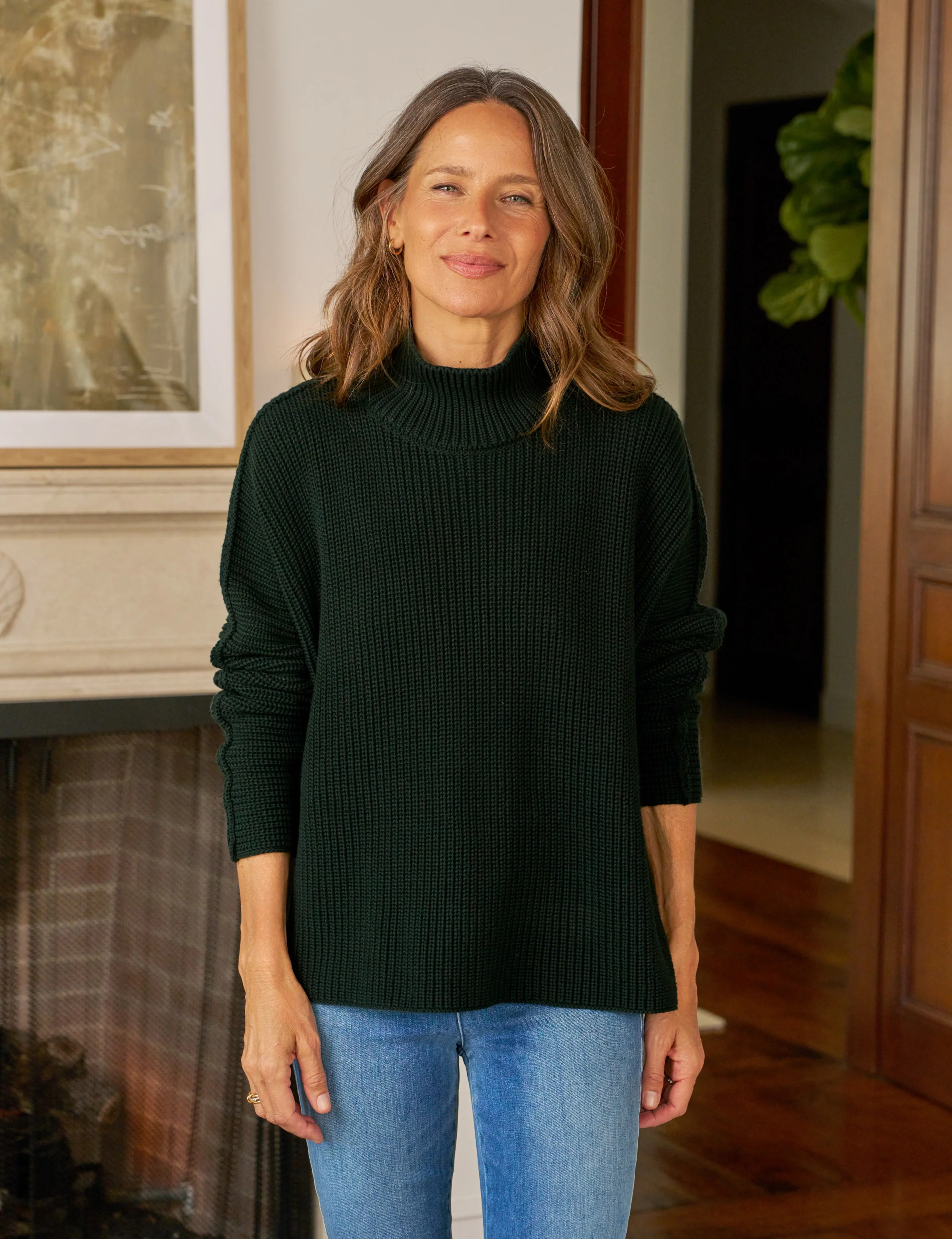 MONTECITO TURTLENECK British Racing Green, Pure Italian Cotton | Frank & Eileen