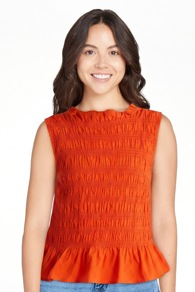 Free Assembly Women's and Women's Plus Smocked Peplum Sleeveless Cotton Top, Sizes X-4X | Walmart (US)