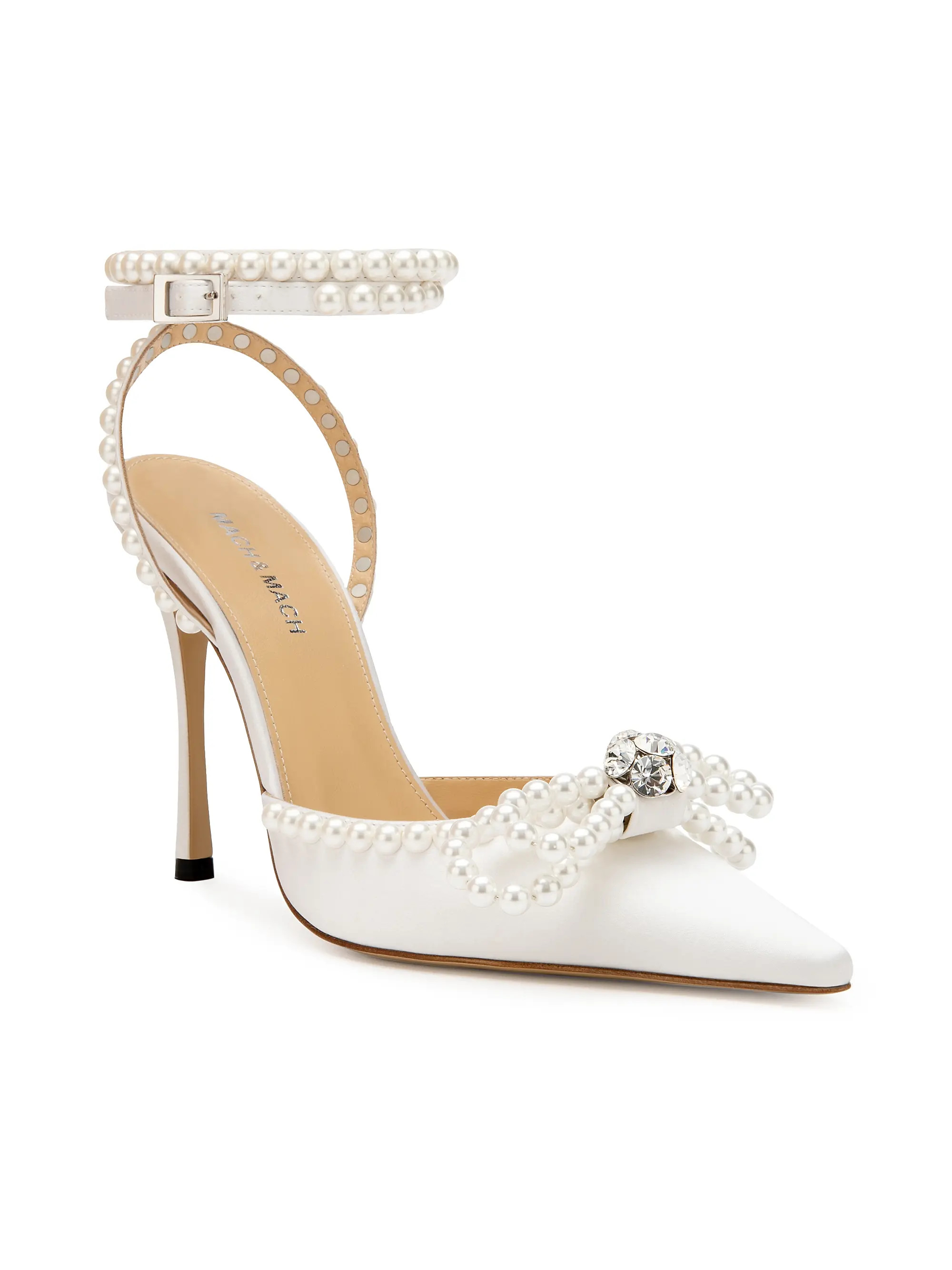 110MM Embellished Double Bow Satin Pumps | Saks Fifth Avenue