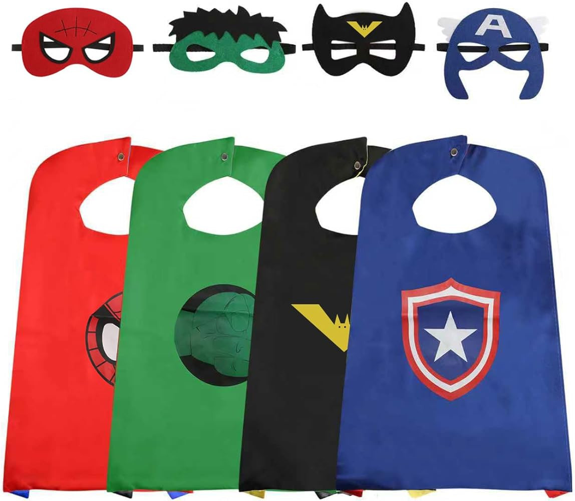 Superhero Capes for Kids, Hero Caps and Masks for 4-12 Year Old Boys and Girls, Cartoon Dress Up ... | Amazon (US)