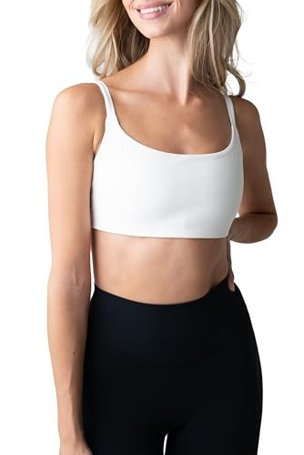Vitality Cloud II Scoop Sports Bra for Women - Adjustable Straps, Wireless Scoop Neck Bra with Medium Support for Yoga, Lounge, and Workouts - Breathable and Stylish Fit, Snow, X-Large | Amazon (US)