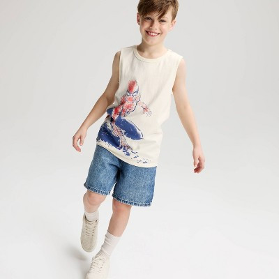 Boys' Spider-Man Oversized Graphic Tank Top - Cat & Jack™ Cream S | Target