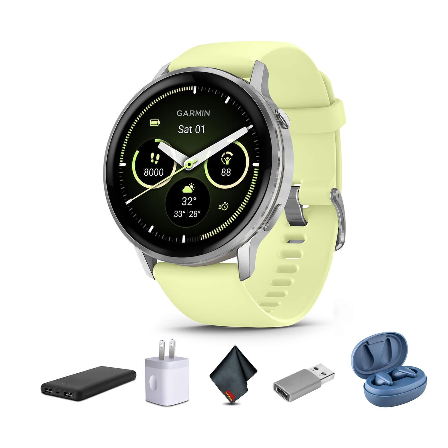 Garmin - Venu 4, 45mm, Advanced Health and Fitness GPS Smartwatch, Silver with Citron Silicone Band - Silver - (2025) | Best Buy U.S.