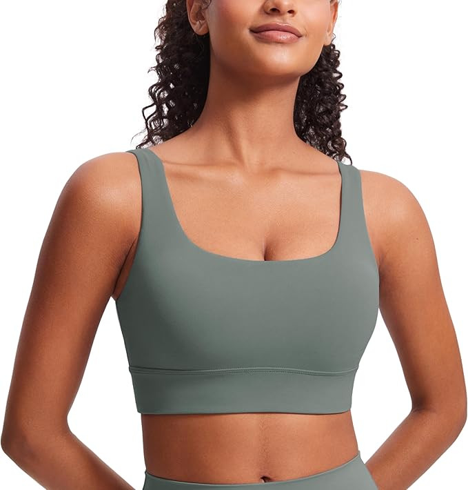 CRZ YOGA Butterluxe Womens U Back Sports Bra - Scoop Neck Padded Low Impact Yoga Clothes Workout ... | Amazon (US)