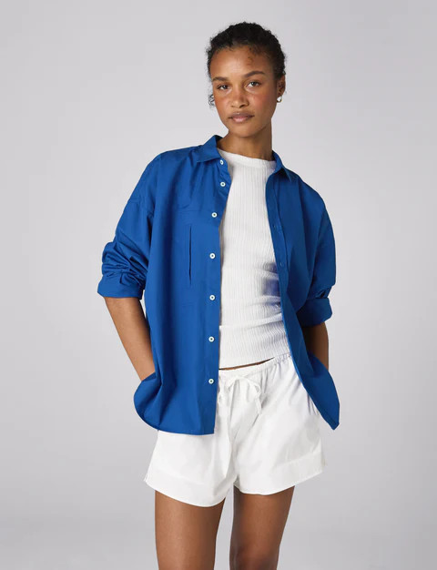 Sóller Shirt: Fine Poplin, Cobalt Blue x Lucy Williams | With Nothing Underneath