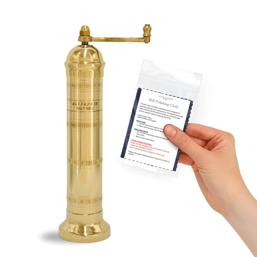 Alexander Home Original Greek Salt Mill, 9-Inch Brass – European Manual Salt Grinder, Refillable, with Polishing Cloth | Amazon (US)