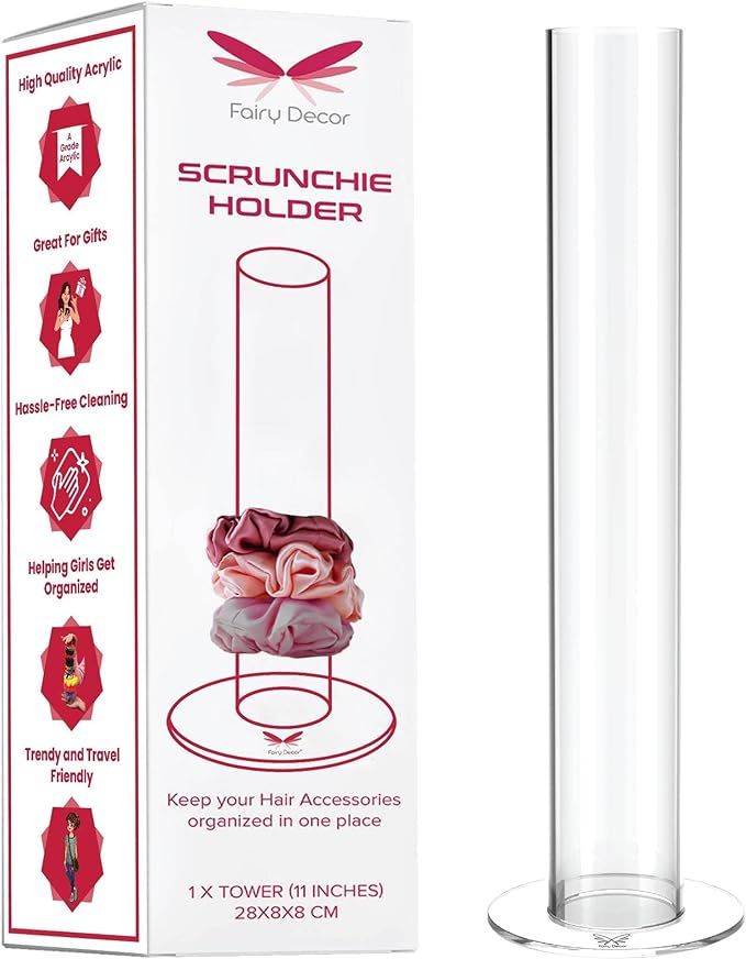 FAIRY DECOR Scrunchie Holder Stand - Hair Accessories Acrylic Organizer for Hair Ties -Teen Girls... | Amazon (US)