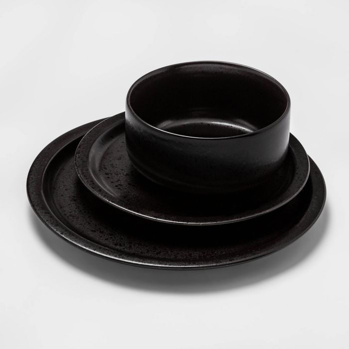 12pc Porcelain Ravenna Dinnerware Set Black - Project 62™ | Target
