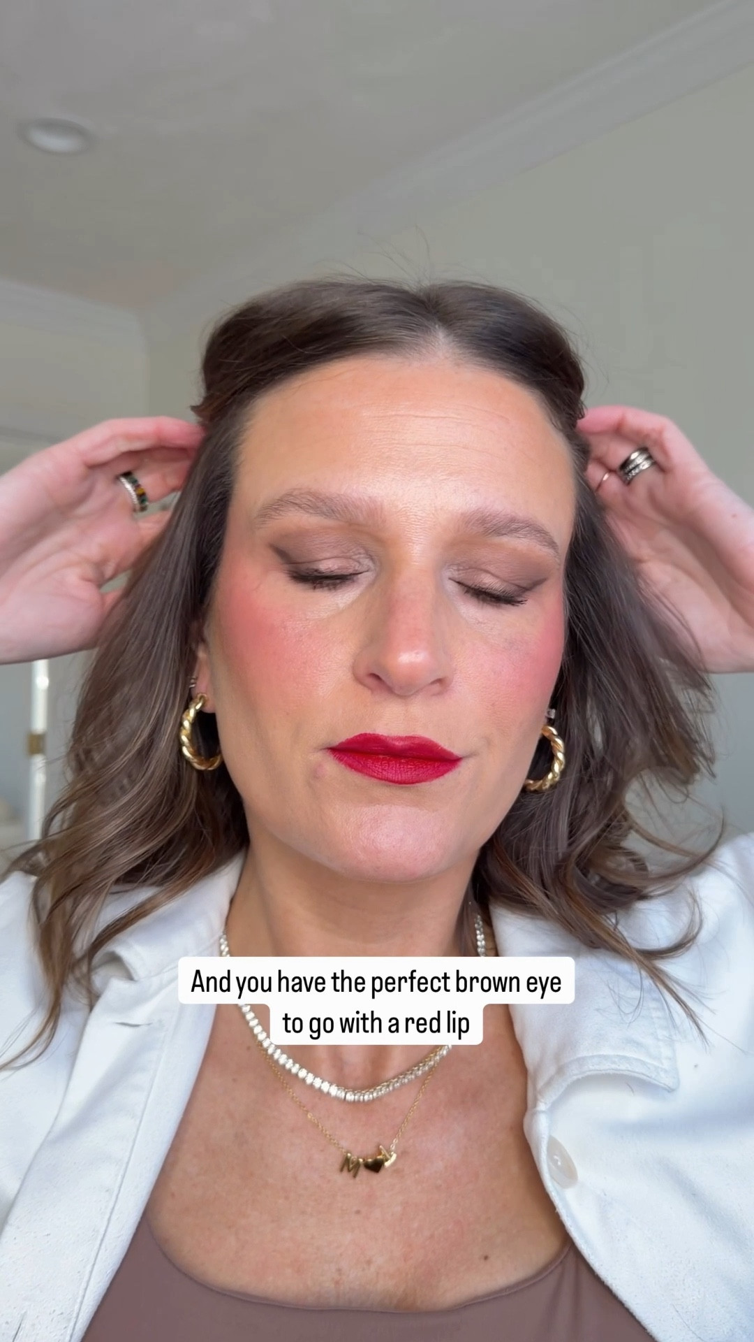 Cream eyeshadow tutorial. These neutral browns pair perfect with a red lip making this a great tutorial for the holidays. 

I used SeneGence ShadowSense in Mocha Java, Garnet, Candied Cocoa Shimmer, and Whisper Pink (all can be purchased off my SeneGence website linked in my IG and TikTok bio.)
I used the SeneGence pencil liner in brown to tight-line.
Then the shade MN10 from the Makeup By Mario Master Mattes the neutrals palette for my wing. 
I finished with Haus Labs Mascara.

Lips are lined with Maybelline Lifter Liner in Main Character and filled in with the Maybelline Matte Ink in Pioneer.

#LTKHoliday #LTKBeauty #LTKOver40
