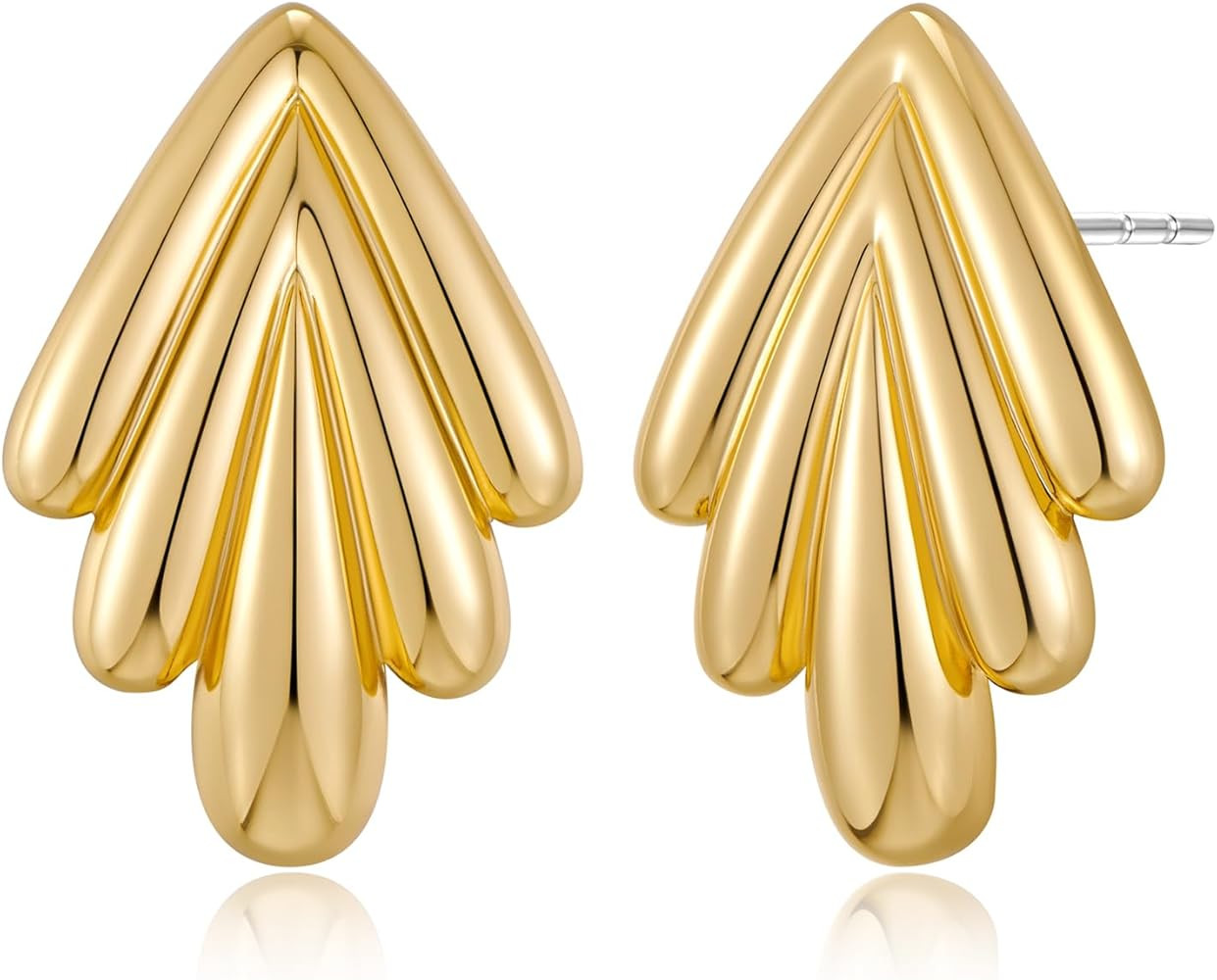 MUYAN Chunky Gold Textured Earrings for Women Trendy Minimalist Large Chunky Studs Fashion Jewelr... | Amazon (US)