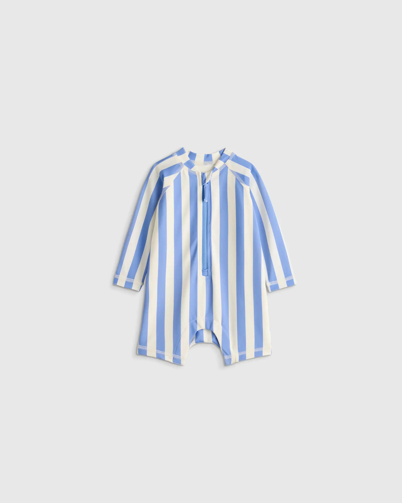 Long Sleeve Zip-Up Rash Guard One-Piece - Baby in Peri Beach Stripe | Quince