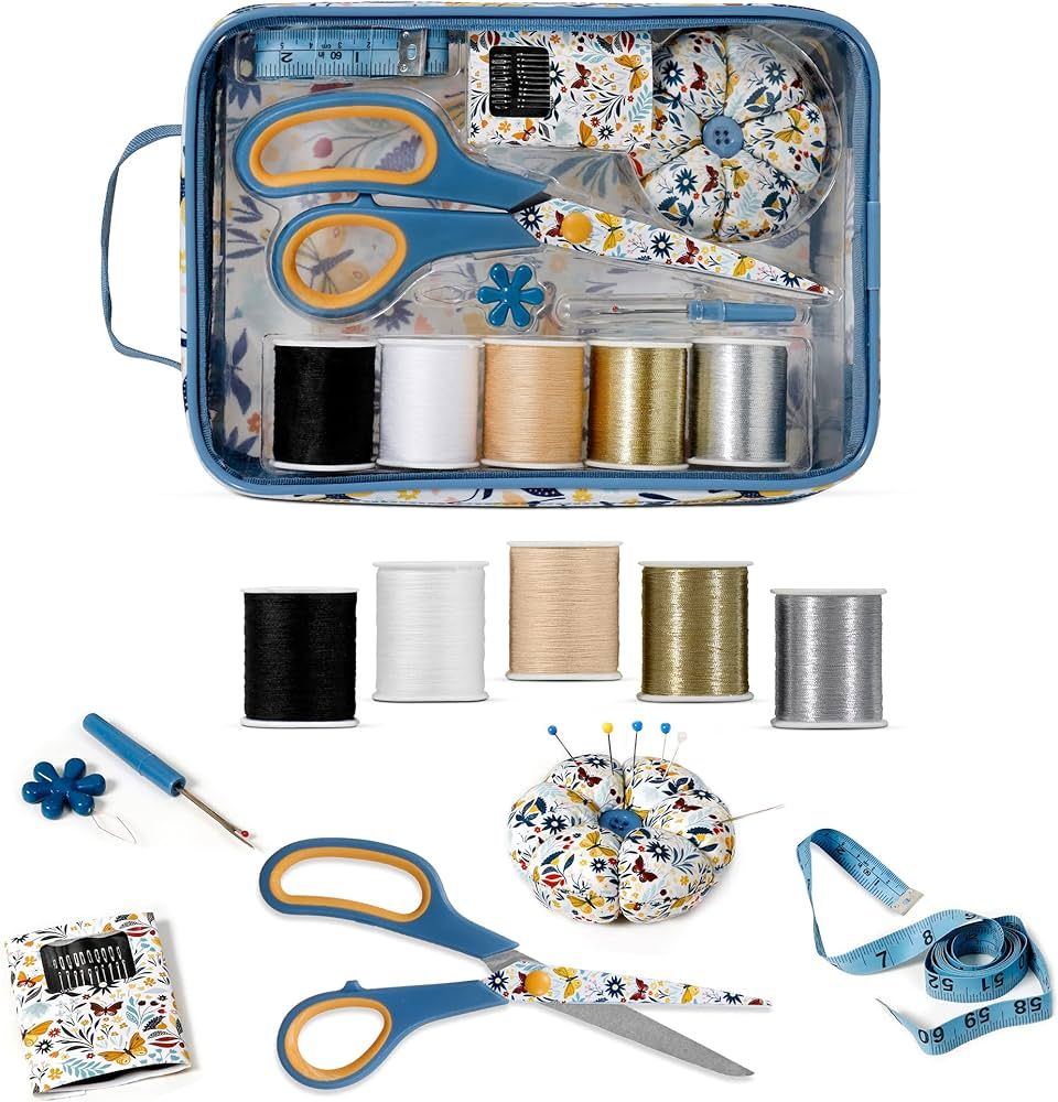 SINGER Sewing Kit in Butterfly Floral Storage Bag with 30 Pcs Sewing Supplies for Emergency, Clot... | Amazon (US)