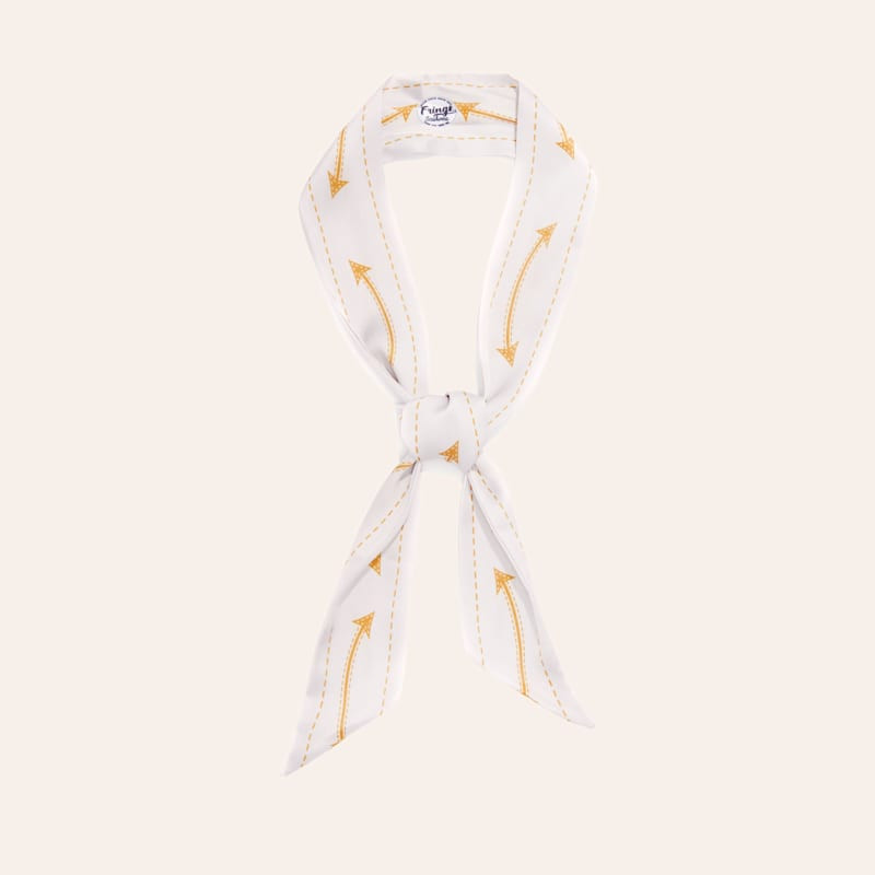 Fringe Scarves Smiley Off White Arrow Print Twilly | Cavender's