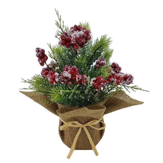 Mainstays Indoor 9.5" Artificial Plant in Pot with Berry and Pine | Walmart (US)