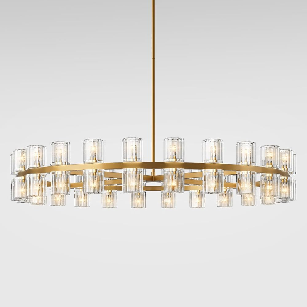 Modern 48 inch Gold Round Chandelier Light Fixture,Crystal Chandeliers for Dining Room,Living Roo... | Amazon (US)